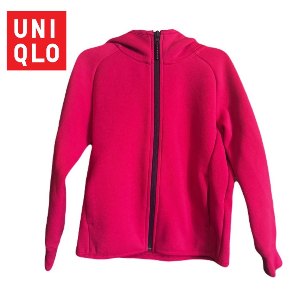 Uniqlo Kids Size 5/6 Red Full Zip Performance Hoodie Smooth Soft Shell Stretch